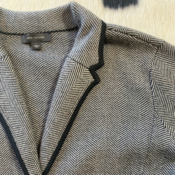 Ann Taylor Luxe Herringbone knit Sweater Blazer wool blend - Picture 9 of 9